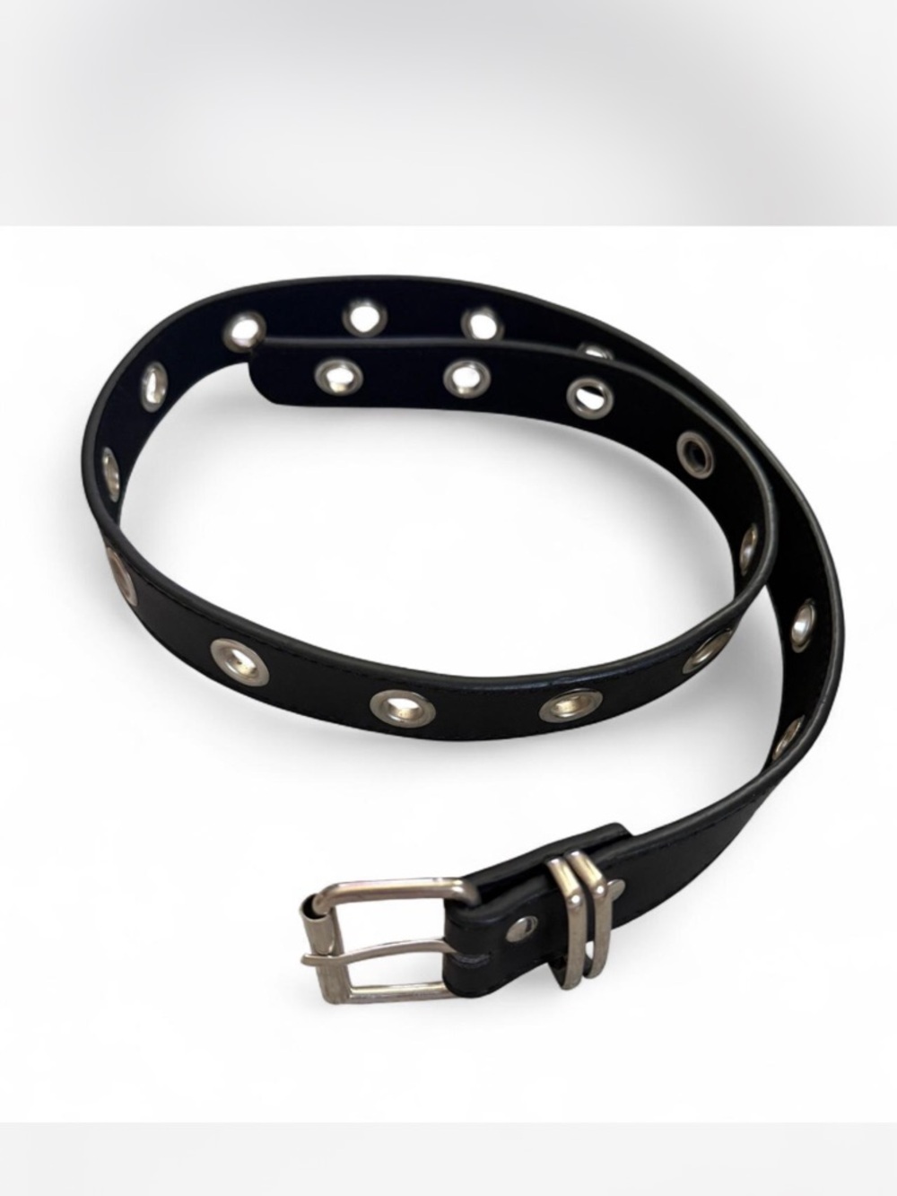 Black Grommet Leather Belt